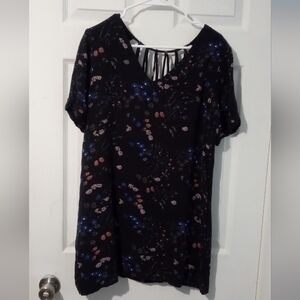 Chic Asymmetrical Black Floral Dress